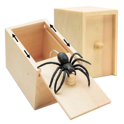 Trick Spider Funny Scare Box Wooden Hidden Box Quality Prank Wooden Scare Box Fun Game Prank Trick Friend Office Toys