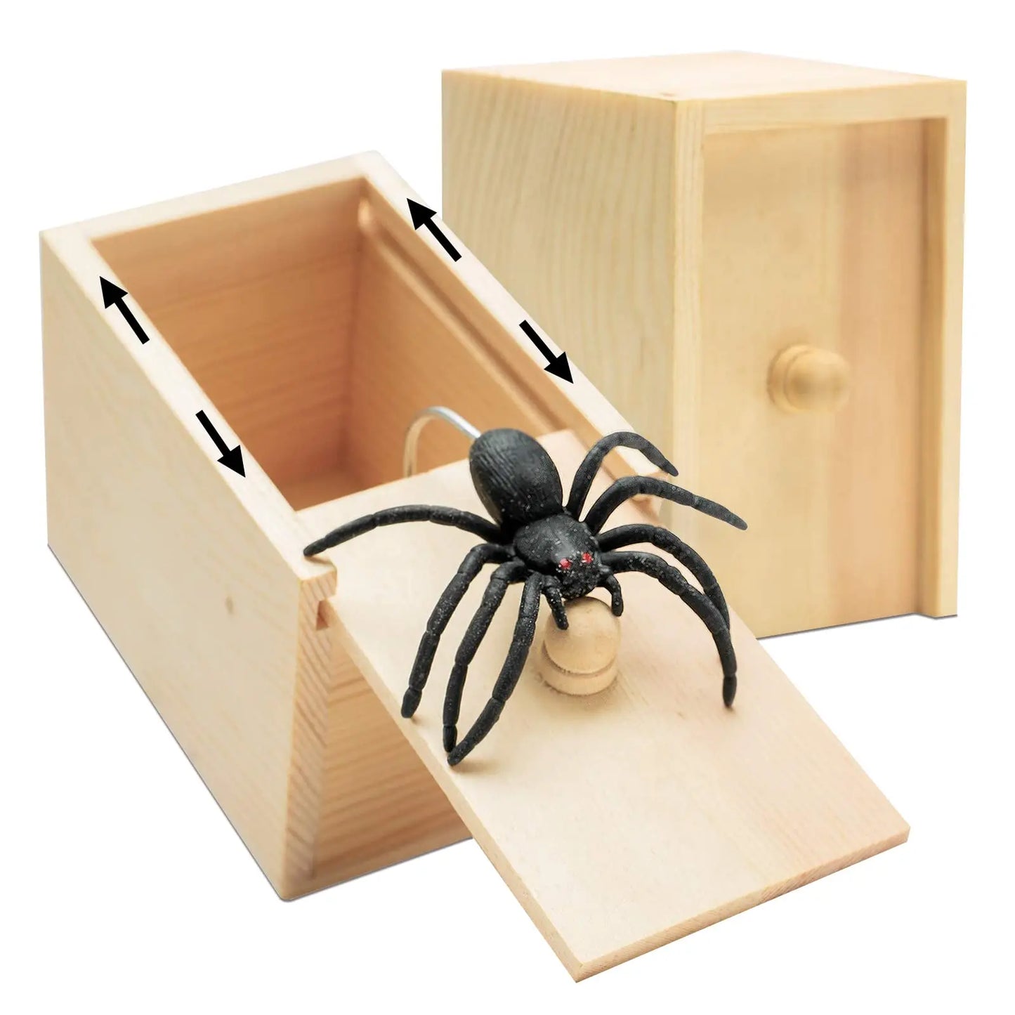 Trick Spider Funny Scare Box Wooden Hidden Box Quality Prank Wooden Scare Box Fun Game Prank Trick Friend Office Toys