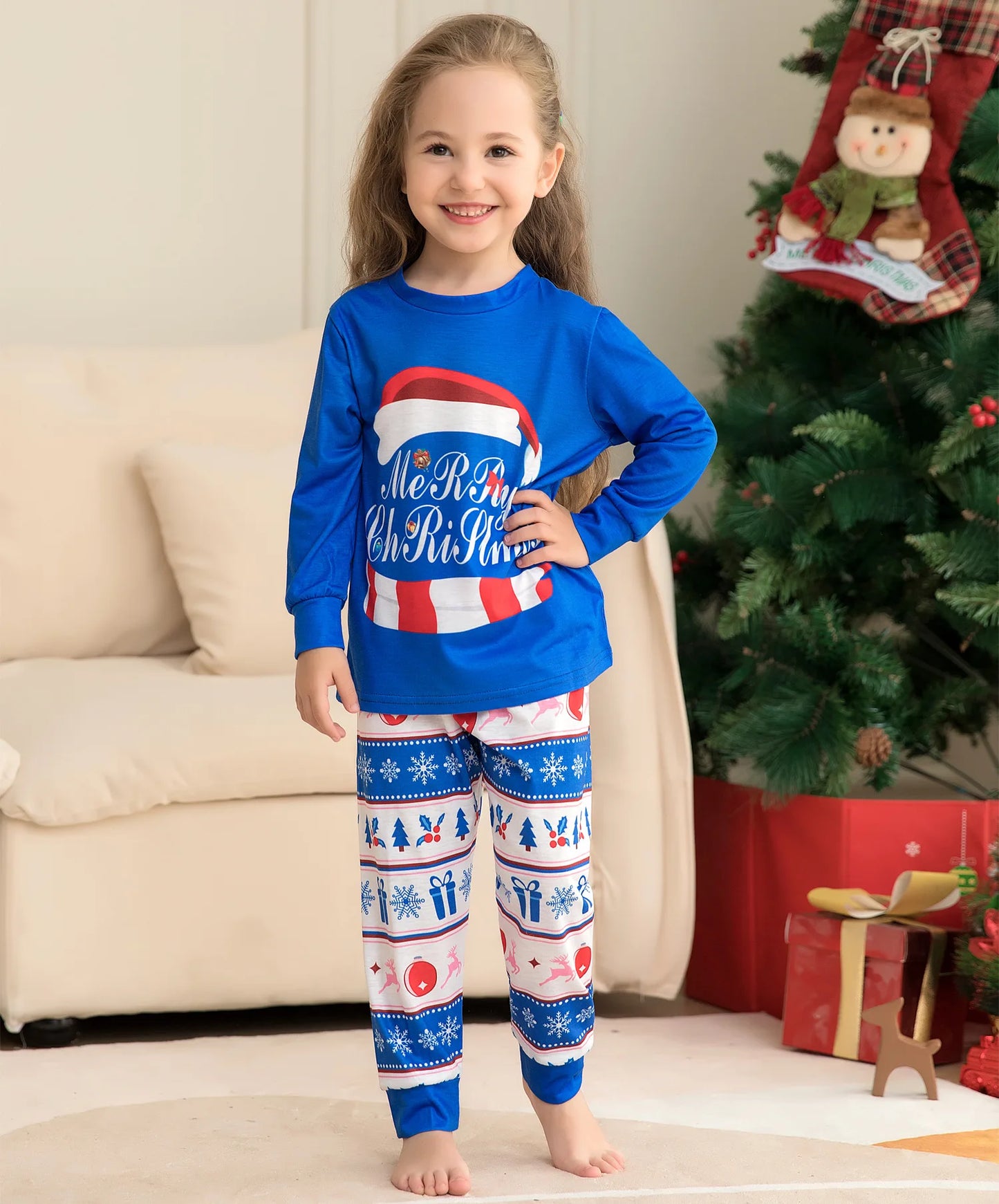 Xmas Clothing Pajamas Family Matching Set 2022 New Christmas Hat Letter Print Adult Kids Set Baby Jumpsuit + Dog Family Wear