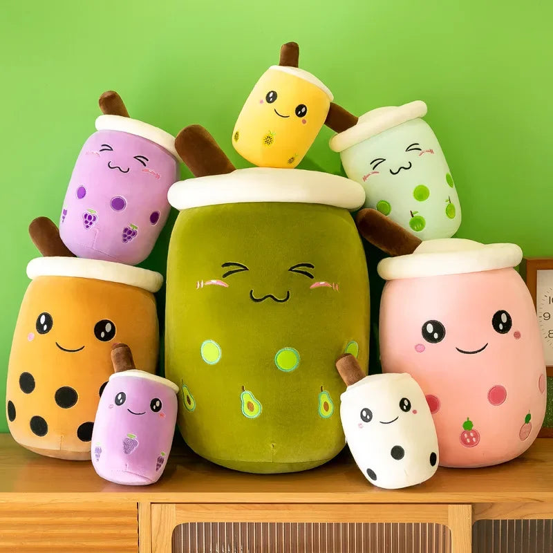 Bubble Tea Cup Plush Toys Kawaii Fruit Milk Tea Design Kids Stuffed Doll Soft Pillow Cushion Birthday Gift for Girl Friend