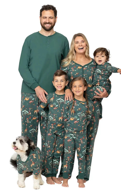 2025 Christmas Family Matching Outfits Greench Print Pjs Adult Child Clothing  Set Baby Jumpsuit+Dog Clothes Xmas Pajamas Set