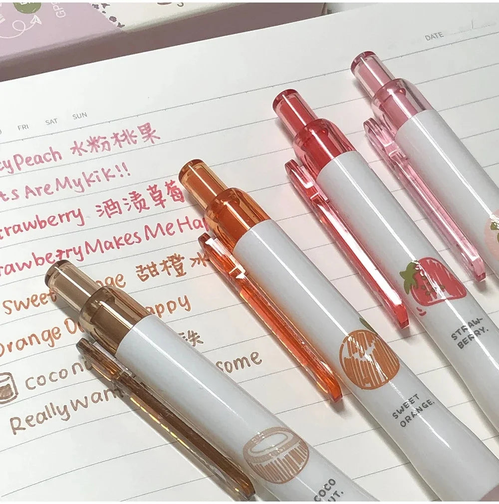 Creative 3D Fruit Scent Colored Gel Pens 0.5mm Smooth Writing School Student Art Drawing Pen for Diary Scrapbooking Stationery