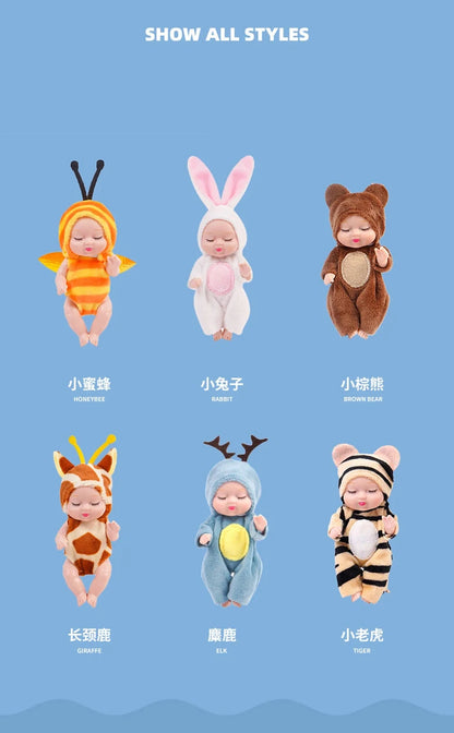 6Pcs Simulation Princess Dolls Toy Mini Cute Sleeping Baby Series Doll Cartoon Animal Toy For Kids Kawaii Dolls Girl's Gift