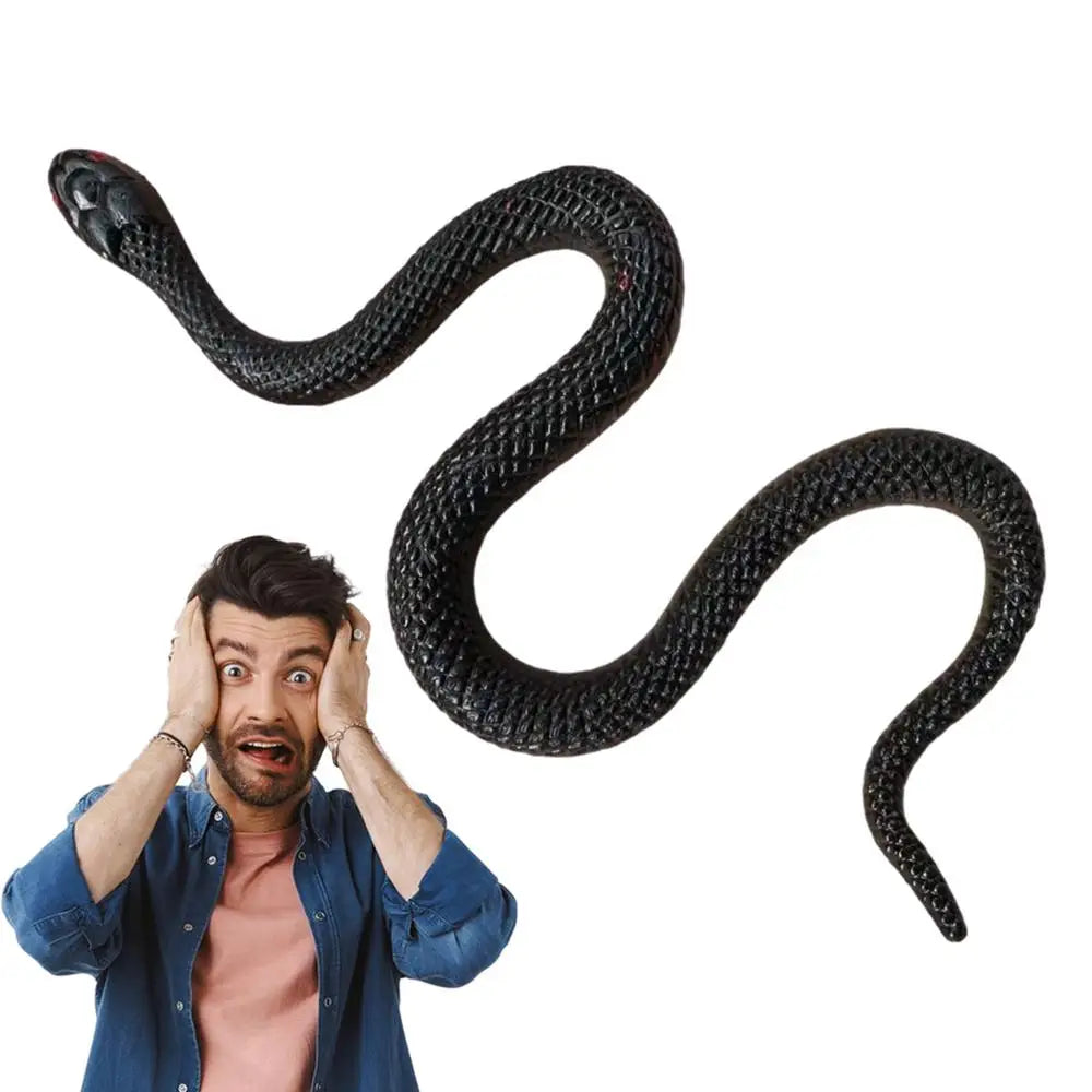 Toy Snake Realistic Soft Black Rubber Snake Toys Halloween Snake Toys Funny Prank Props Lightweight Rain Forest Snakes For