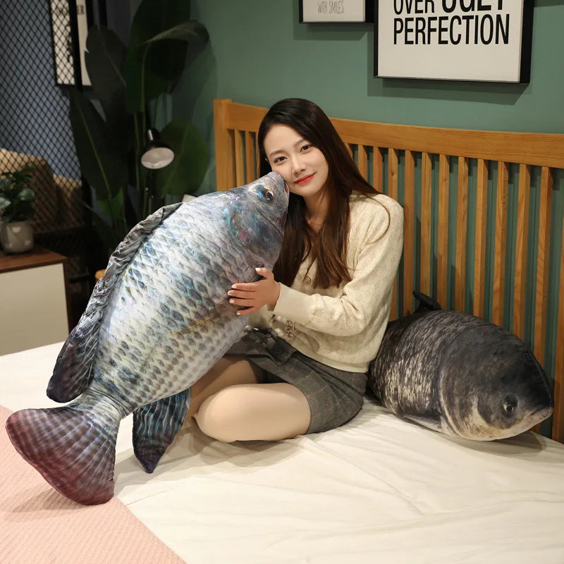 30-100cm Simulation Funny Fish Plush Toys Stuffed Soft Animal Carp Plush Pillow Creative Sleep Cushion for Kids Girls Xmas Gift