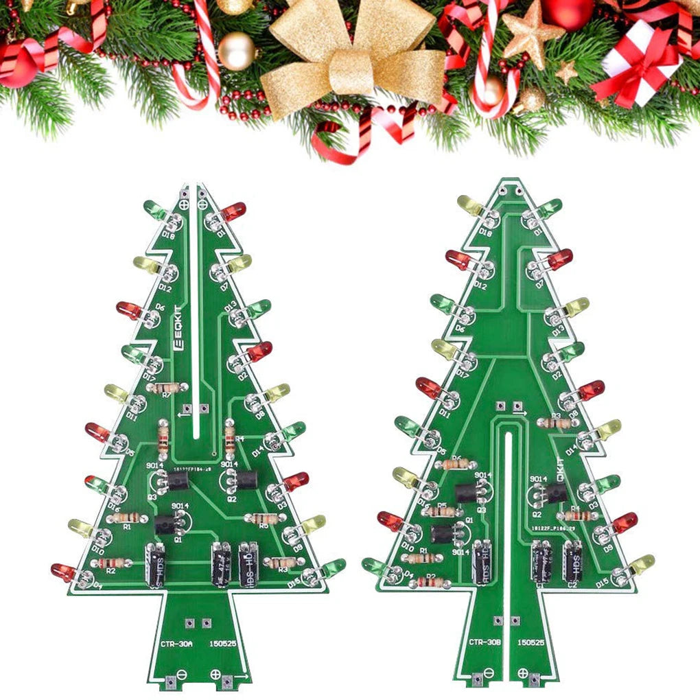 3D xmas Tree Soldering Practice Electronic Science Assembly Kit 3 Color/7 Color NoFlashing LED PCB DIY Electronics Kits