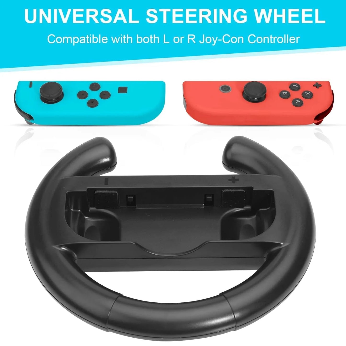 Nintendo Switch Racing Steering Wheels Grip for Joy-Con Controllers Steering Wheel for Mario Kart Set of 2