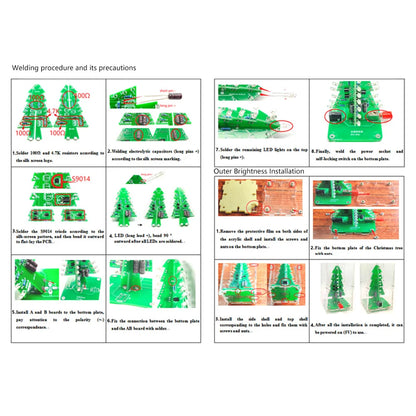 Xmas Tree DIY Kits RGB LED Flashing Tree DIY Kits Electronics Soldering Colorful 3D for Soldering Practice Learning