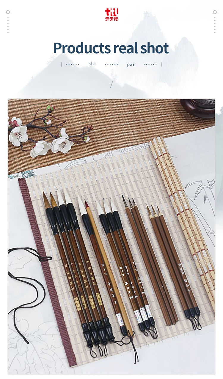 Chinese Painting Brush Beginner Calligraphy Drawing Bamboo Pen Curtain Felt Rice Paper Set Landscape Drawing Writing Art Supply